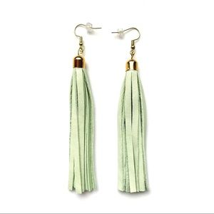 Minty ( lamb skin leather Tassel Earrings)